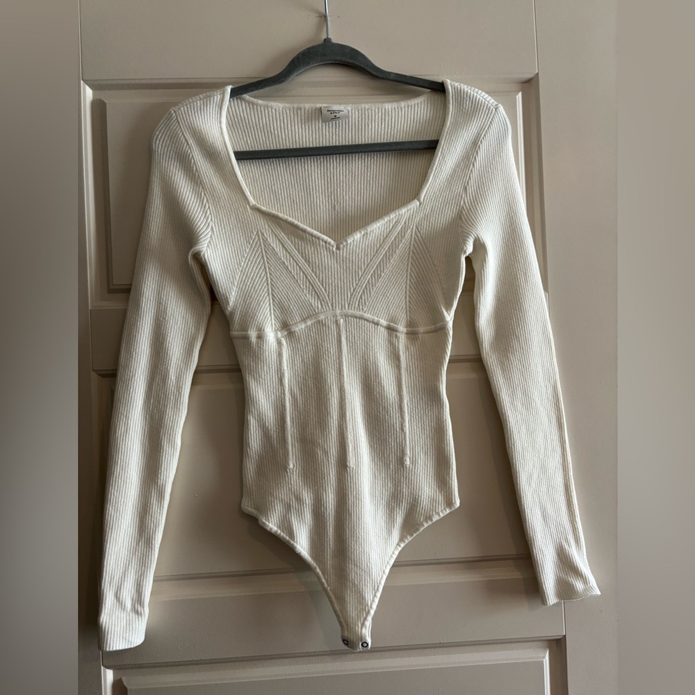 Abercrombie & Fitch Cream Sweater Corset Bodysuit